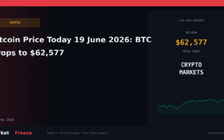 Bitcoin Price Today 19 June 2026: BTC Drops to $62,577