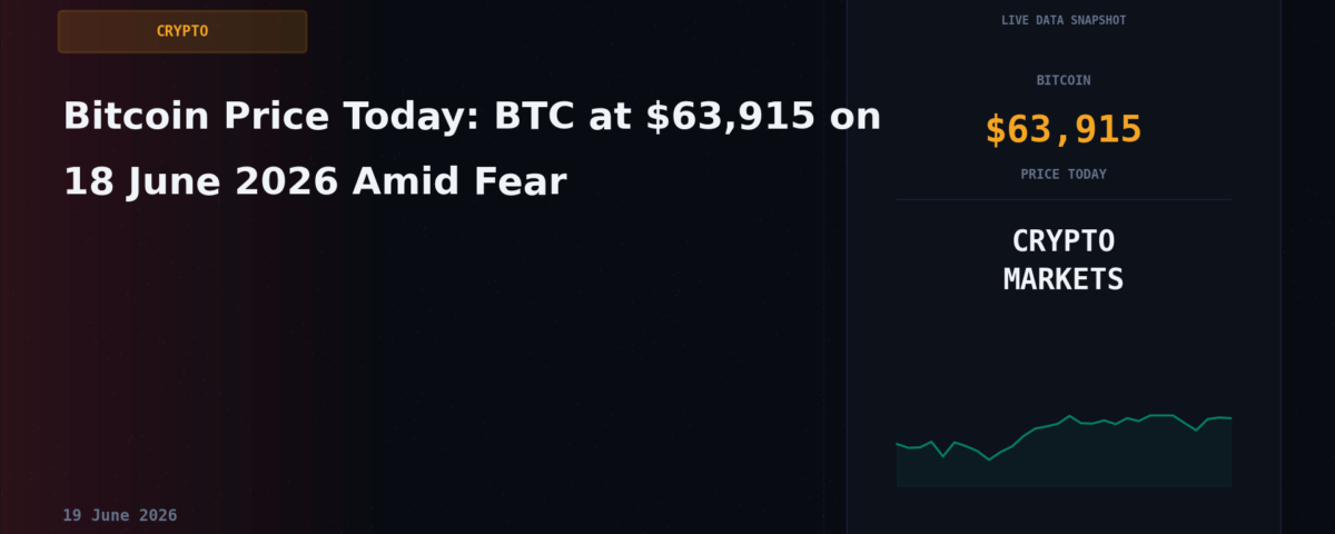 Bitcoin Price Today: BTC at $63,915 on 18 June 2026 Amid Fear