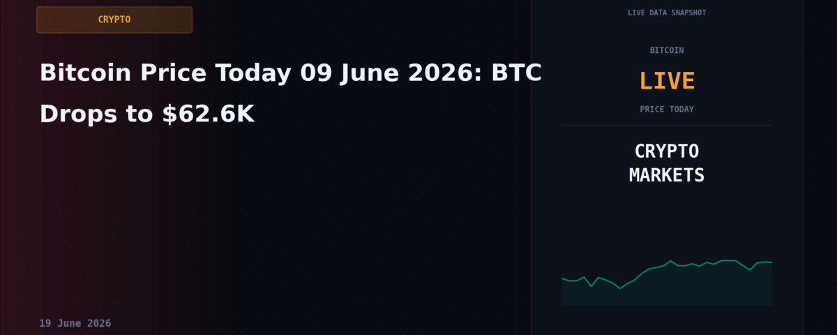 Bitcoin Price Today 09 June 2026: BTC Drops to $62.6K