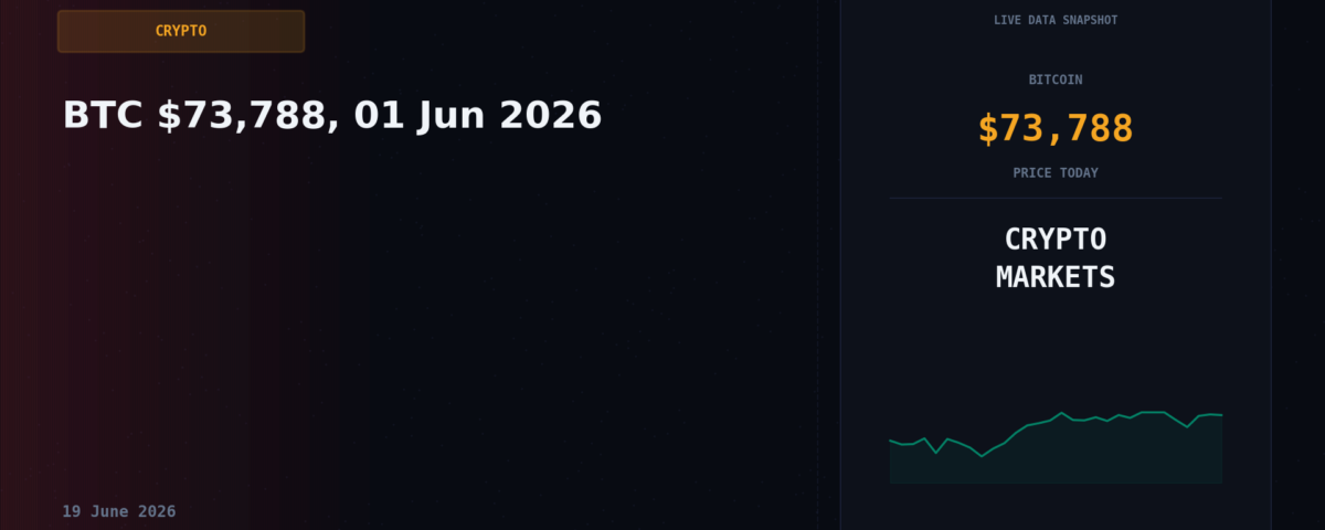 BTC $73,788, 01 Jun 2026