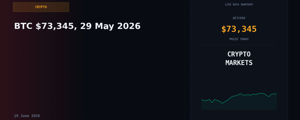 BTC $73,345, 29 May 2026