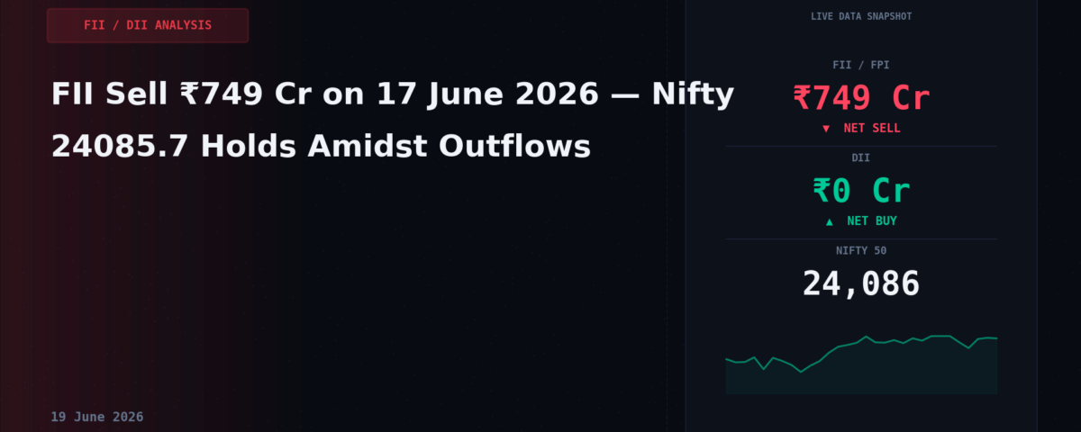 FII Sell ₹749 Cr on 17 June 2026 — Nifty 24085.7 Holds Amidst Outflows