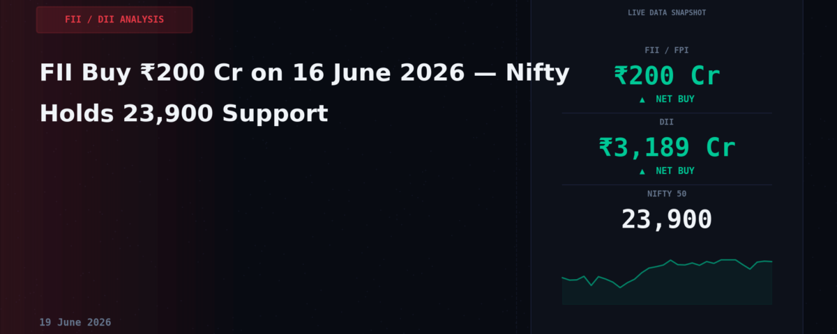 FII Buy ₹200 Cr on 16 June 2026 — Nifty Holds 23,900 Support