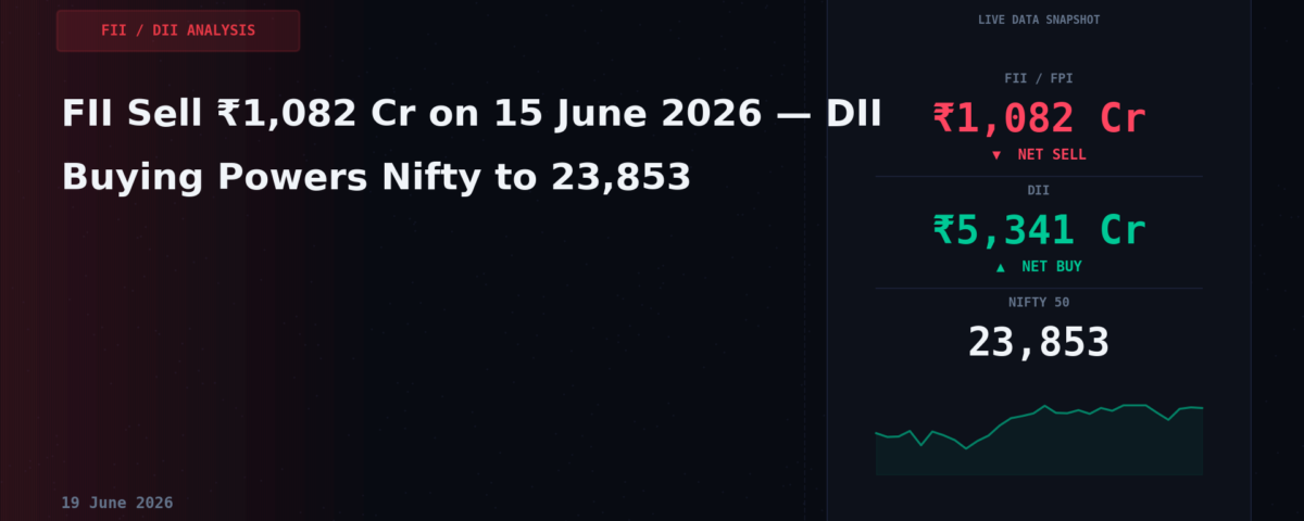 FII Sell ₹1,082 Cr on 15 June 2026 — DII Buying Powers Nifty to 23,853