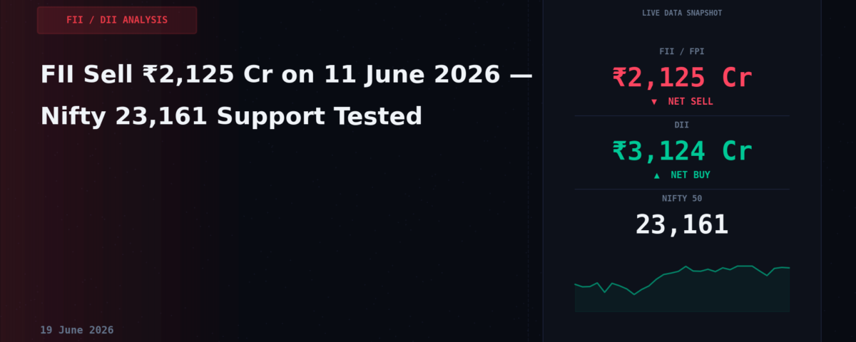FII Sell ₹2,125 Cr on 11 June 2026 — Nifty 23,161 Support Tested