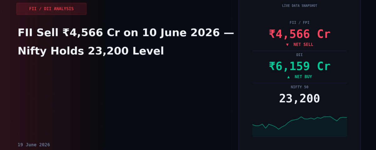 FII Sell ₹4,566 Cr on 10 June 2026 — Nifty Holds 23,200 Level