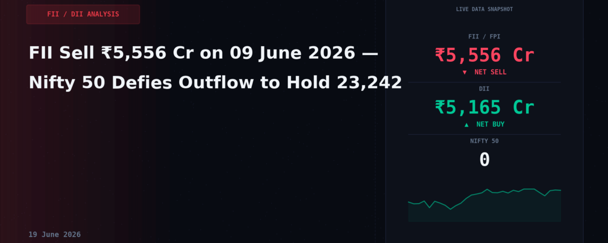 FII Sell ₹5,556 Cr on 09 June 2026 — Nifty 50 Defies Outflow to Hold 23,242