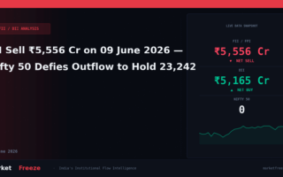 FII Sell ₹5,556 Cr on 09 June 2026 — Nifty 50 Defies Outflow to Hold 23,242