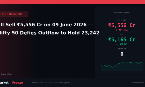FII Sell ₹5,556 Cr on 09 June 2026 — Nifty 50 Defies Outflow to Hold 23,242