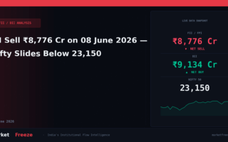 FII Sell ₹8,776 Cr on 08 June 2026 — Nifty Slides Below 23,150