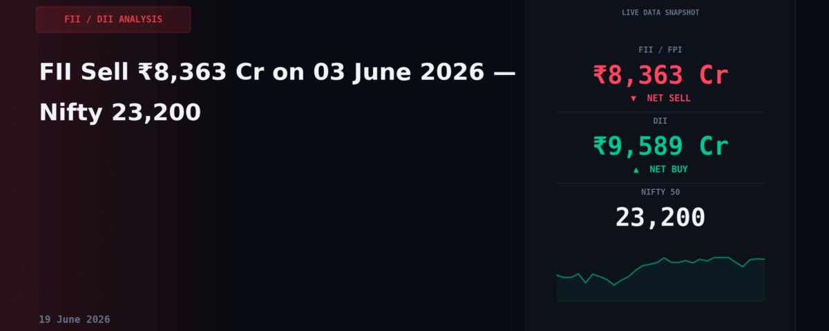 FII Sell ₹8,363 Cr on 03 June 2026 — Nifty 23,200