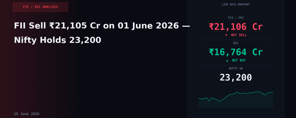 FII Sell ₹21,105 Cr on 01 June 2026 — Nifty Holds 23,200
