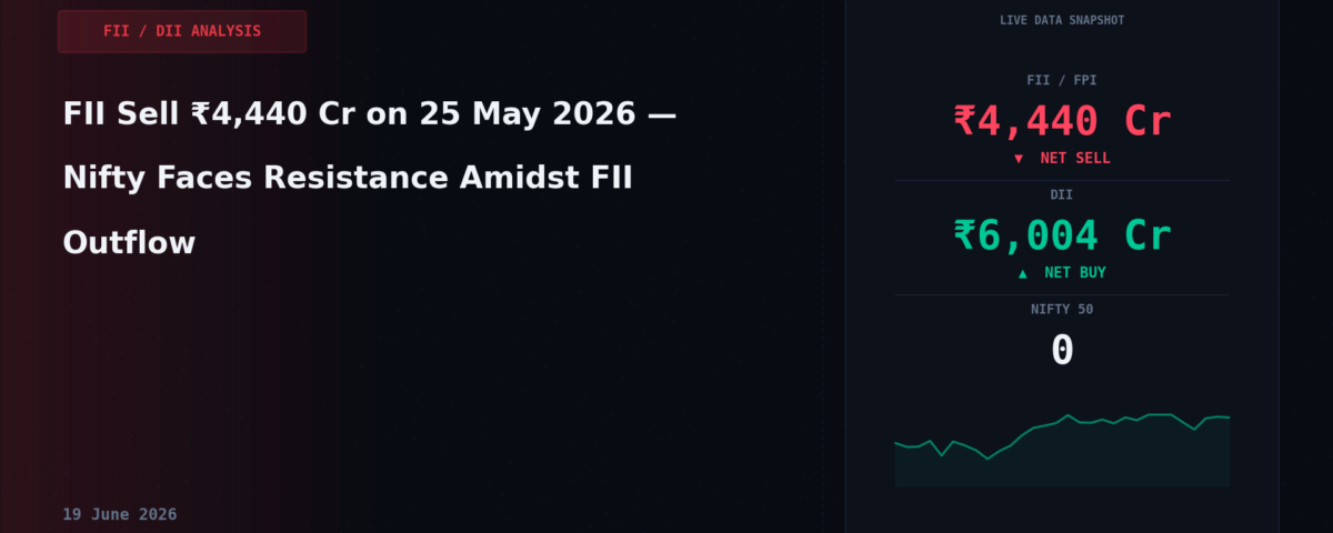FII Sell ₹4,440 Cr on 25 May 2026 — Nifty Faces Resistance Amidst FII Outflow