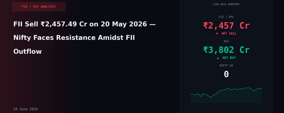 FII Sell ₹2,457.49 Cr on 20 May 2026 — Nifty Faces Resistance Amidst FII Outflow