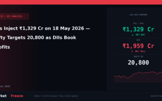 FIIs Inject ₹1,329 Cr on 18 May 2026 — Nifty Targets 20,800 as DIIs Book Profits