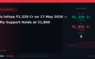 FIIs Infuse ₹1,329 Cr on 17 May 2026 — Nifty Support Holds at 21,800