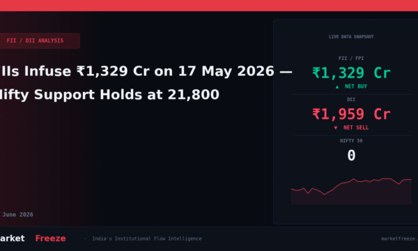 FIIs Infuse ₹1,329 Cr on 17 May 2026 — Nifty Support Holds at 21,800