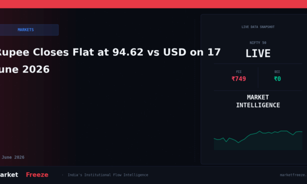 Rupee Closes Flat at 94.62 vs USD on 17 June 2026