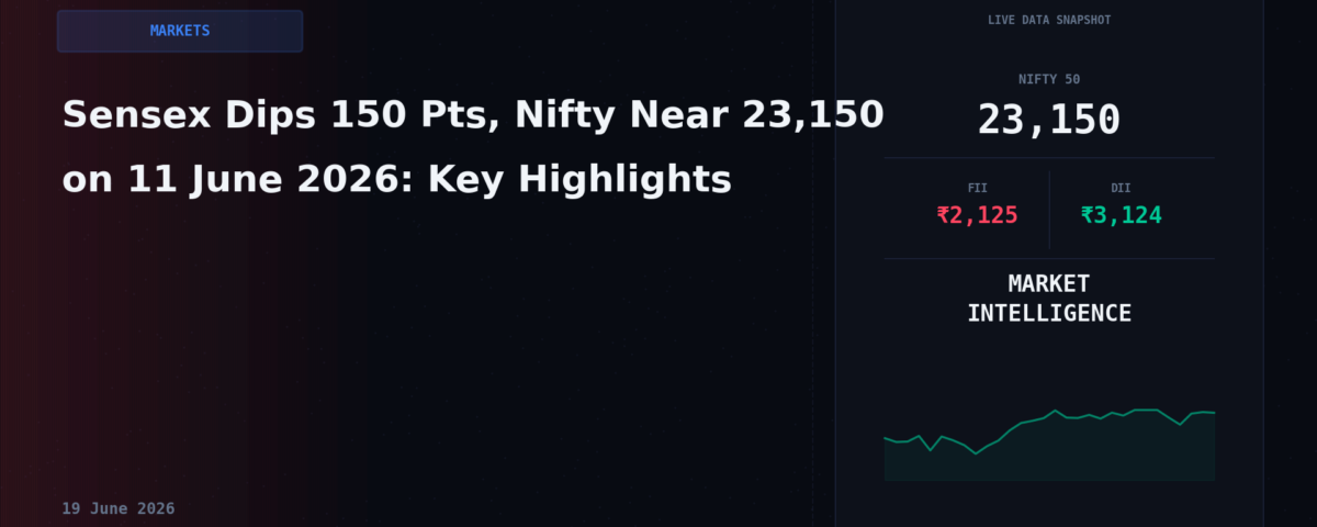 Sensex Dips 150 Pts, Nifty Near 23,150 on 11 June 2026: Key Highlights