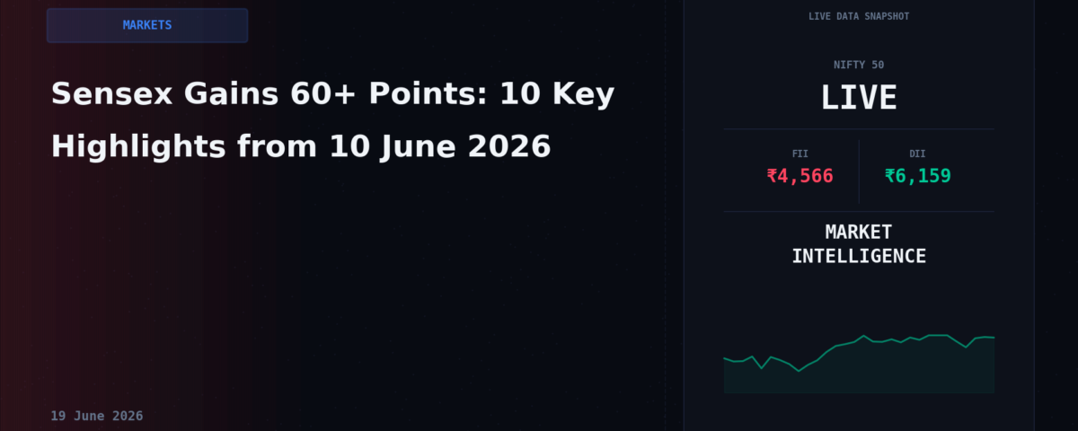 Sensex Gains 60+ Points: 10 Key Highlights from 10 June 2026