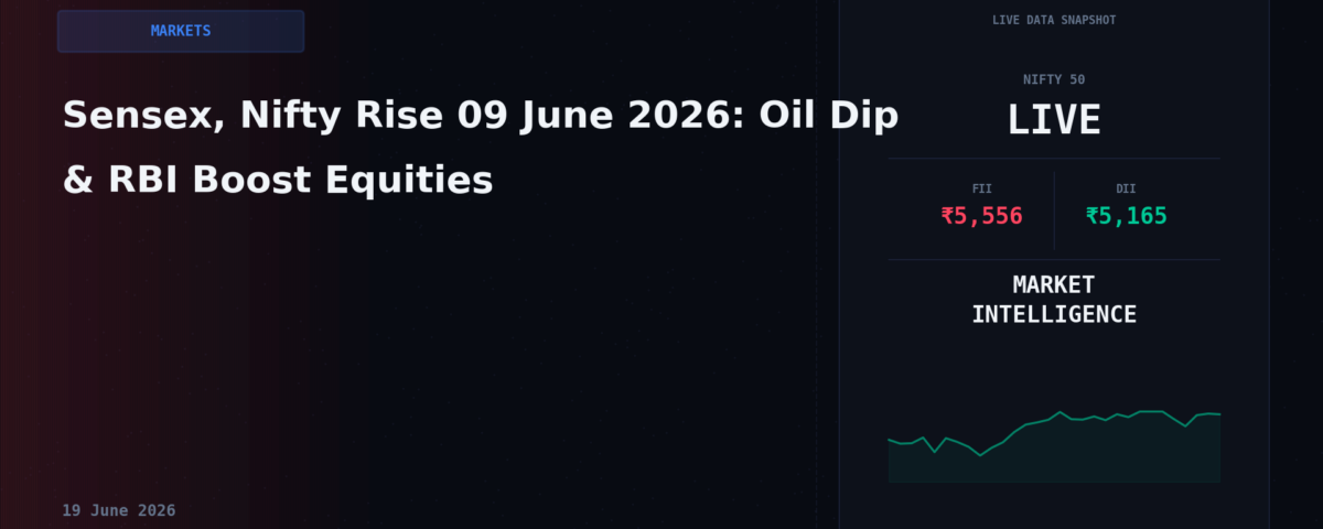 Sensex, Nifty Rise 09 June 2026: Oil Dip & RBI Boost Equities