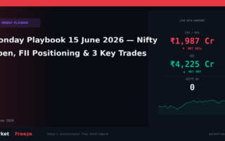 Monday Playbook 15 June 2026 — Nifty Open, FII Positioning & 3 Key Trades