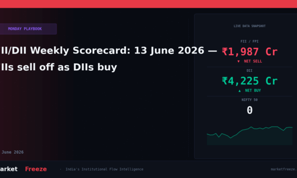 FII/DII Weekly Scorecard: 13 June 2026 — FIIs sell off as DIIs buy