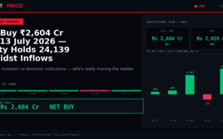 FII Buy ₹2,604 Cr on 13 July 2026 — Nifty Holds 24,139 Amidst Inflows