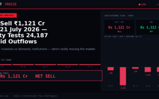 FII Sell ₹1,121 Cr on 21 July 2026 — Nifty Tests 24,187 Amid Outflows