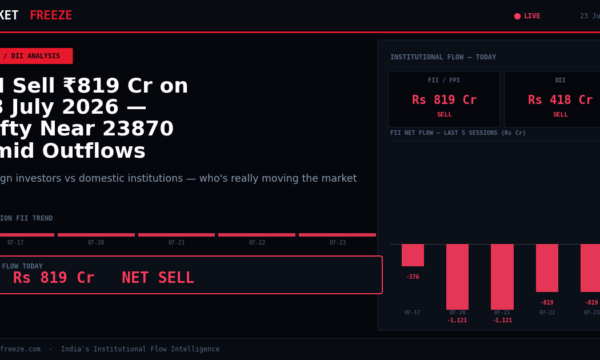 FII Sell ₹819 Cr on 23 July 2026 — Nifty Near 23870 Amid Outflows
