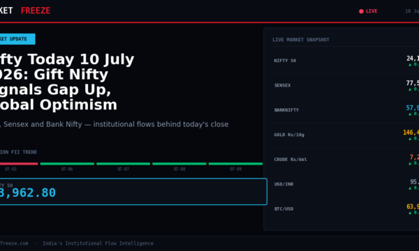 Nifty Today 10 July 2026: Gift Nifty Signals Gap Up, Global Optimism Fuels Early Gains