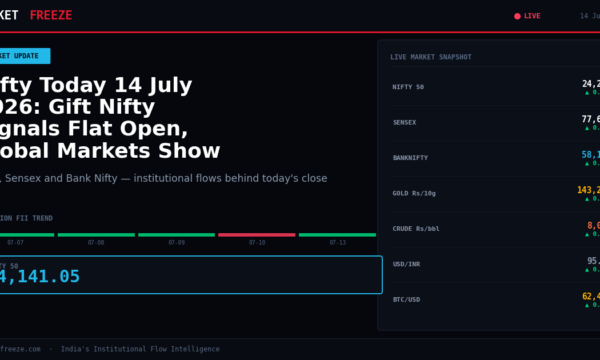 Nifty Today 14 July 2026: Gift Nifty Signals Flat Open, Global Markets Show Mixed Cues