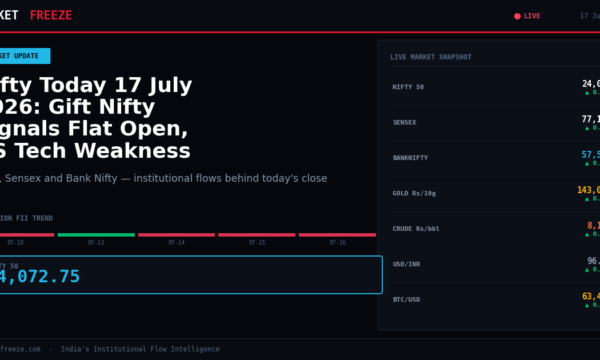 Nifty Today 17 July 2026: Gift Nifty Signals Flat Open, US Tech Weakness Weighs
