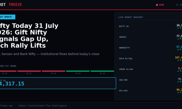Nifty Today 31 July 2026: Gift Nifty Signals Gap Up, Tech Rally Lifts Sentiment