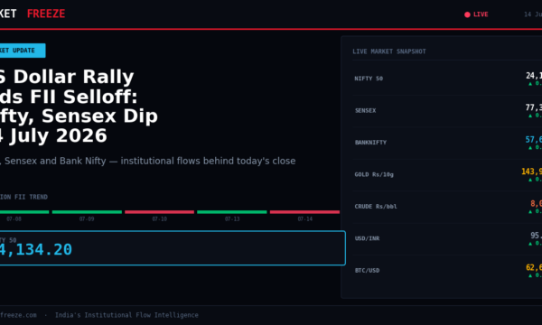 US Dollar Rally Aids FII Selloff: Nifty, Sensex Dip 14 July 2026