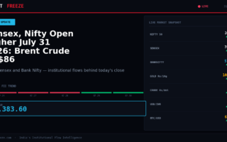 Sensex, Nifty Open Higher July 31 2026: Brent Crude at $86