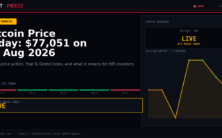 Bitcoin Price Today: $77,051 on 21 Aug 2026