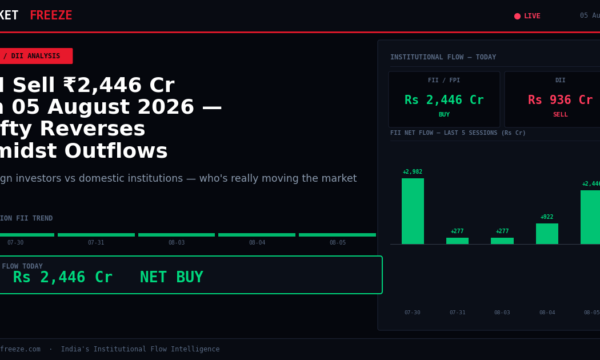 FII Sell ₹2,446 Cr on 05 August 2026 — Nifty Reverses Amidst Outflows