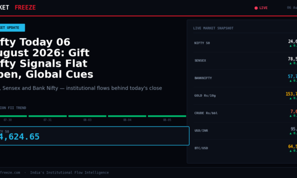 Nifty Today 06 August 2026: Gift Nifty Signals Flat Open, Global Cues Mixed