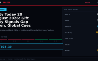 Nifty Today 20 August 2026: Gift Nifty Signals Gap Down, Global Cues Dictate Opening Bias