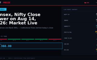 Sensex, Nifty Close Lower on Aug 14, 2026: Market Live