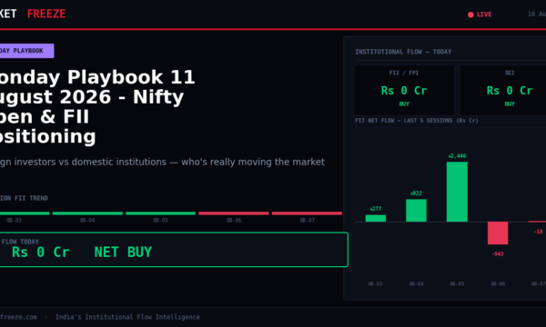Monday Playbook 11 August 2026 – Nifty Open & FII Positioning
