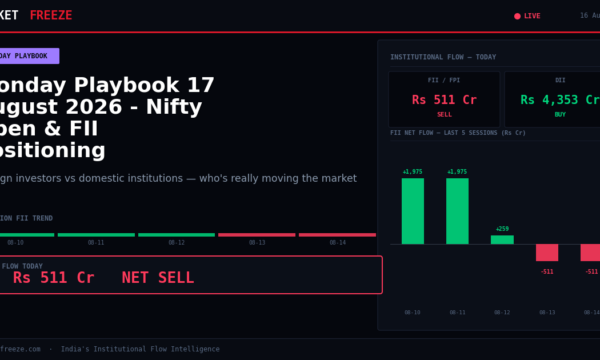 Monday Playbook 17 August 2026 – Nifty Open & FII Positioning