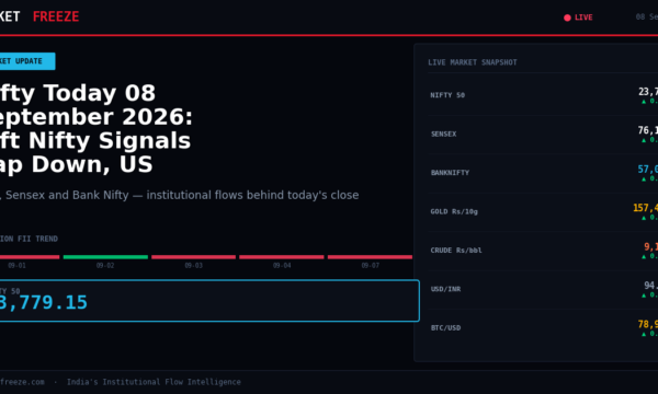 Nifty Today 08 September 2026: Gift Nifty Signals Gap Down, US Markets Drag Asia Lower