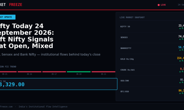 Nifty Today 24 September 2026: Gift Nifty Signals Flat Open, Mixed Global Cues