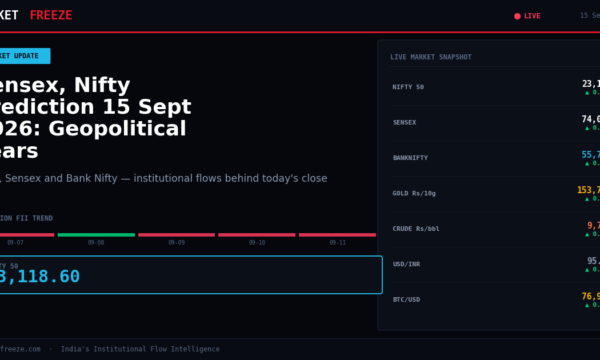 Sensex, Nifty Prediction 15 Sept 2026: Geopolitical Fears