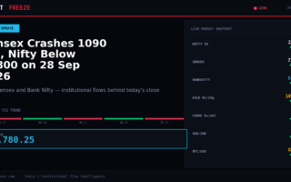 Sensex Crashes 1090 Pts, Nifty Below 22800 on 28 Sep 2026