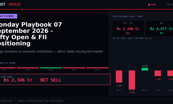Monday Playbook 07 September 2026 – Nifty Open & FII Positioning
