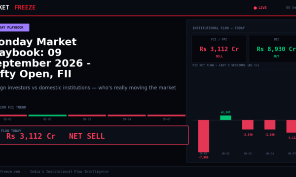 Monday Market Playbook: 09 September 2026 – Nifty Open, FII Insights & Trade Strategies