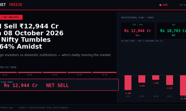 FII Sell ₹12,944 Cr on 08 October 2026 — Nifty Tumbles 1.64% Amidst Sell-Off